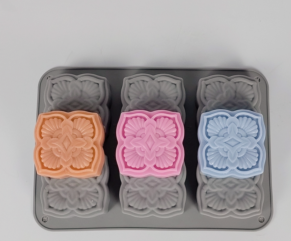 แม่พิมพ์ซิลิโคนสี่เหลี่ยมวินเทจ 6 ช่อง 5.5*5.5*2.5 cm 70g 005718