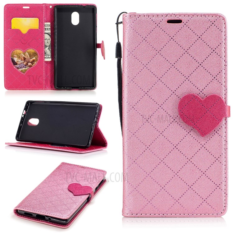 Case Nokia 3 / Pre-order * เคสหนังกระเป๋าสตางค์หัวใจรักสีตัดกัน *