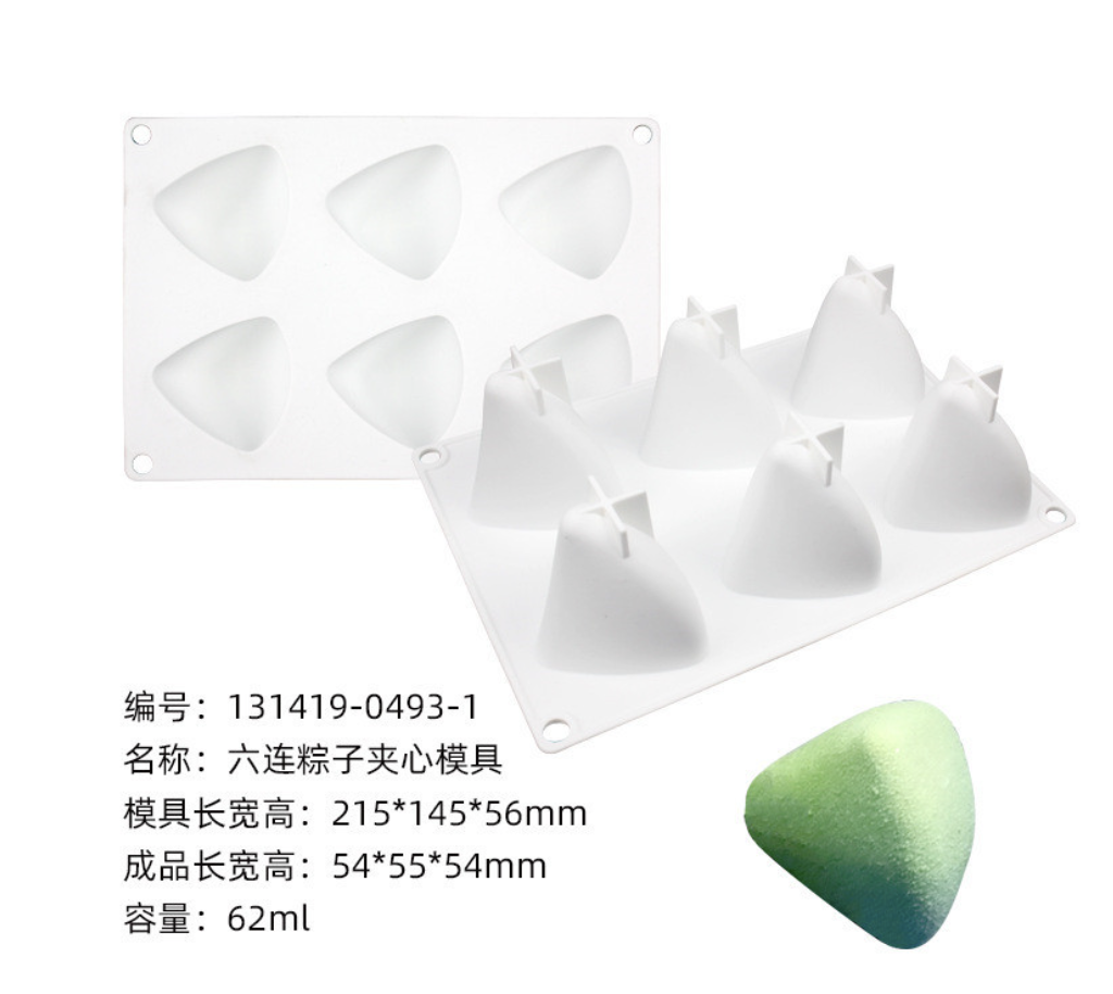 แม่พิมพ์ซิลิโคน สามเหลี่ยม 6 ช่อง 5.4*5.5*5.4 cm ขนาด 60-65 g 005337