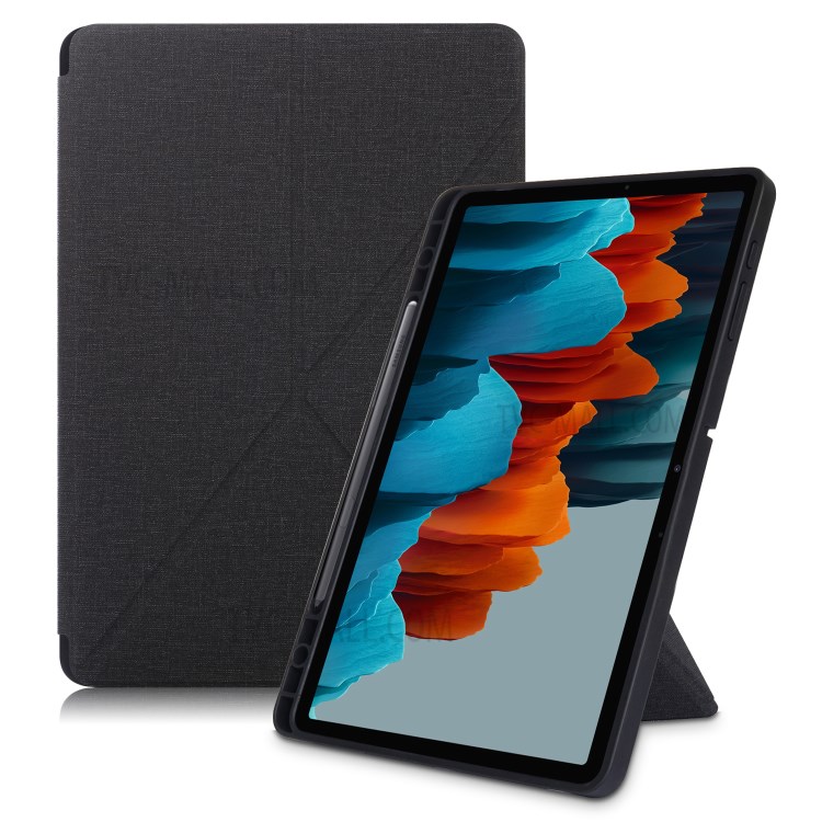 Case Samsung Galaxy Tab S7 FE # Pre- Order * เคสพรีเมี่ยมหนัง PU ด้านหลังเคส TPU ผิวหนังเคลือบด้วยผ้าคุณภาพ รองรับฟังก์ชั่นปลุก / นอนหลับอัจฉริยะ *