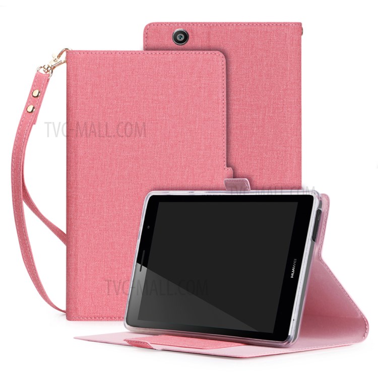 Case Huawei MediaPad T3 7' 3G / Pre-order * เคสหนัง PU ช่องเสียบการ์ดปลอกแม่เหล็กยืนอยู่กับสายคล้องมือ *