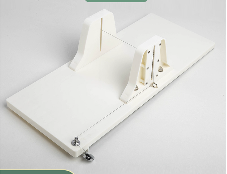 เครื่องตัดสบู่สไลด์ทีละก้อน ปรับขนาดก้อนได้ ฐาน wood plus white 005804