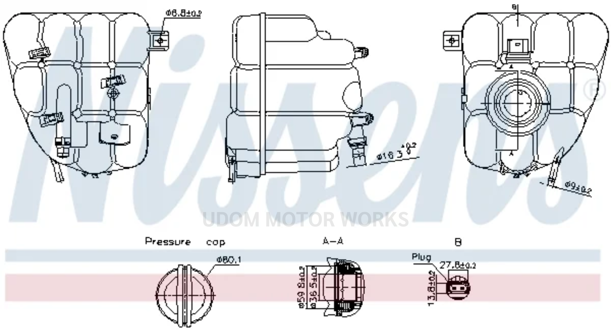 PORSCHE กระป๋องพักน้ำ คาเยนน์ CAYENNE / ยี่ห้อ NISSENS / 95810615100 95810615102