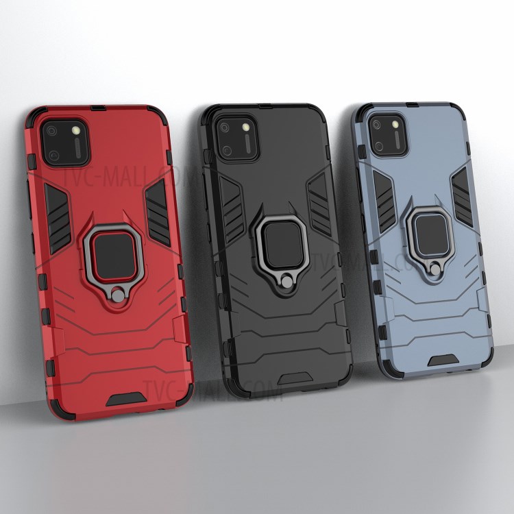 Case Realme C11 / Pre-order * Ring Holder Kickstand Hybrid PC + TPU Combo Cover Case *