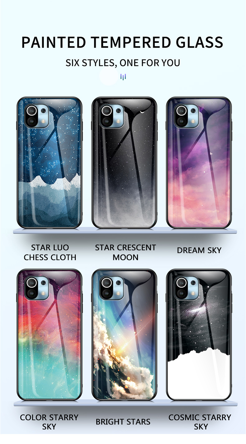 Case Xiaomi Mi 11 5G # Pre-Order * เคสกระจกนิรภัย Starry Sky Pattern Drop Resistant เคสไฮบริด *