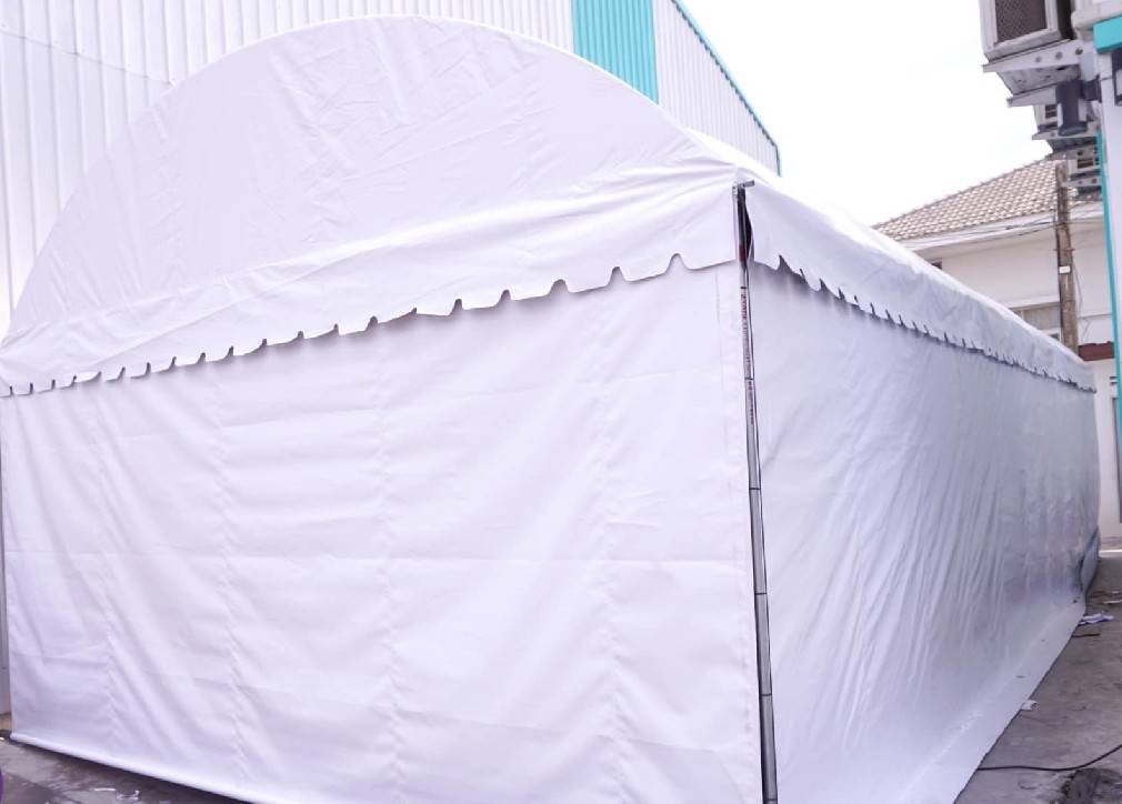 เต็นท์โกดังเก็บสินค้า กว้าง 12 เมตร ยาว 22 เมตร สูง 2.5 เมตร มีผ้าใบปิดล้อม 4 ด้าน เต็นท์ทรงโค้ง เต็นท์อุตสาหกรรม เต็นท์โรงงานเก็บสินค้า เต็นท์โกดังเช่าเก็บสินค้า เต็นท์โรงงานเก็บสินค้า