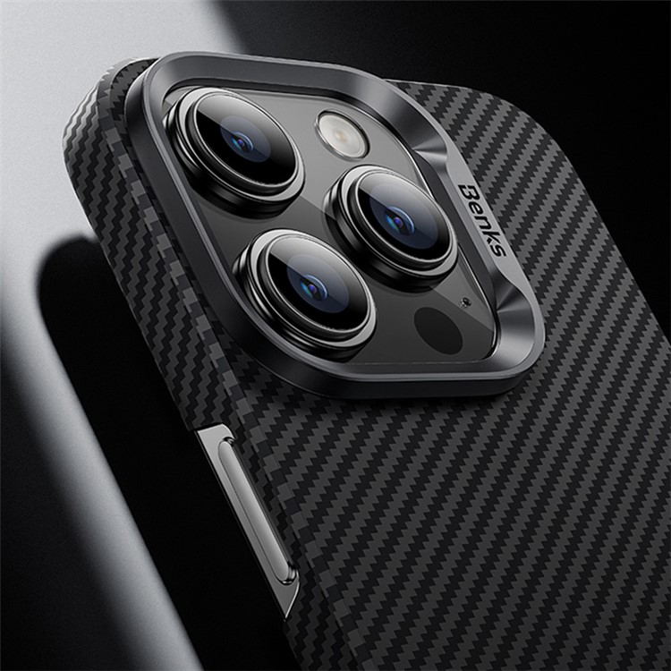 Case iPhone 15 Pro Max # Pre-order * BENKS ทำจากเส้นใยอะรามิดเคฟล่าร์ 600D + ฮาร์ดพีซี + กรอบเลนส์อลูมิเนียมอัลลอยด์, การป้องกันแบบเต็มรูปแบบ *