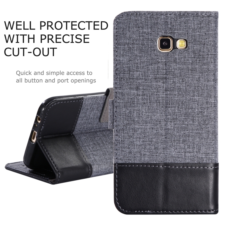 Case Samsung Galaxy A7 2017 / Pre-order * MUXMA MX102 ซองหนังผ้าใบพลิกแนวนอนพร้อมขาตั้งและช่องเสียบการ์ดและกระเป๋าสตางค์ *