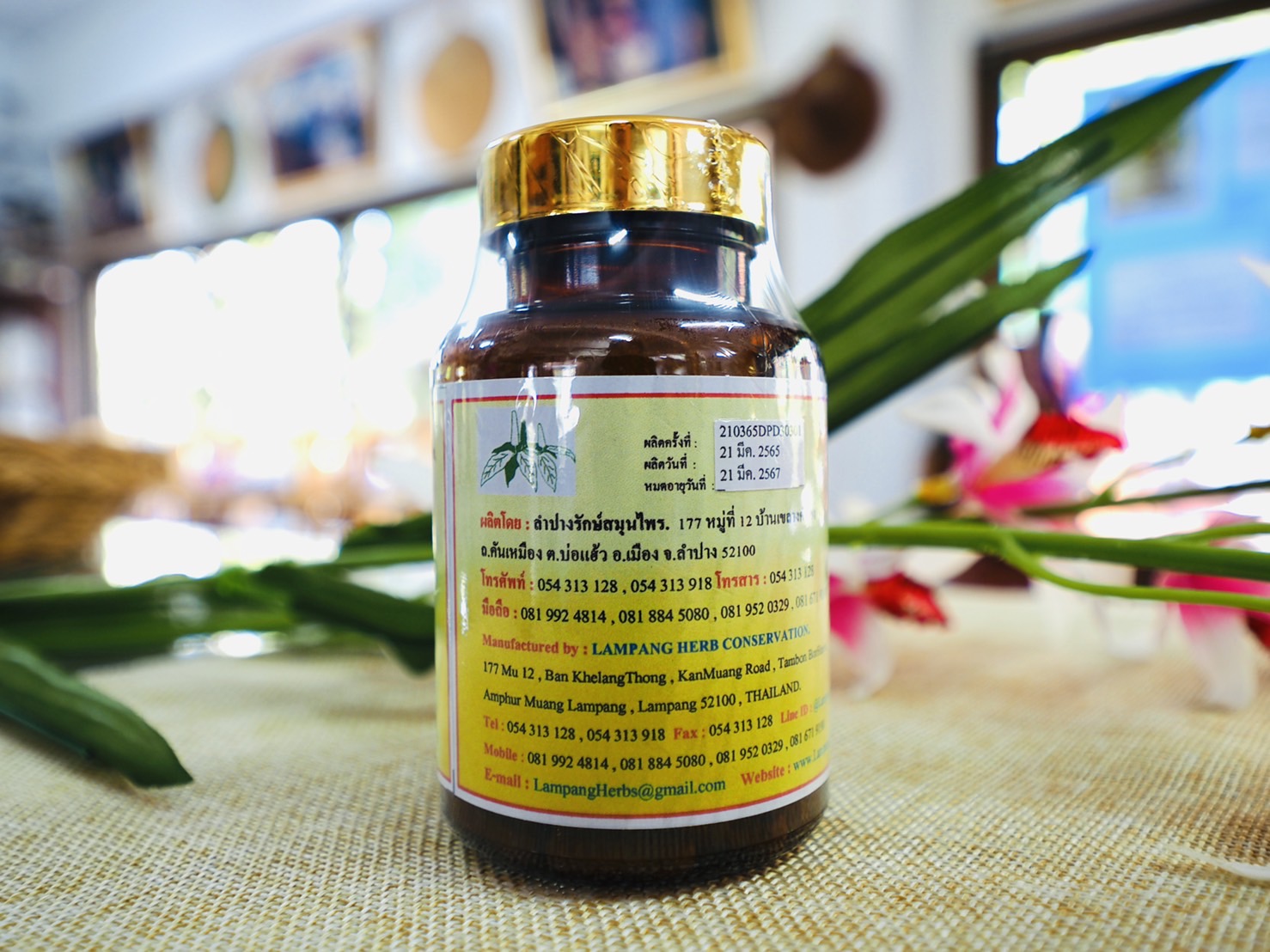 แคปซูลสมุนไพร "ยาแก้ไข้ปอดอักเสบ" บรรจุ 120 แคปซูล ผลิตโดย ลําปางรักษ์สมุนไพร