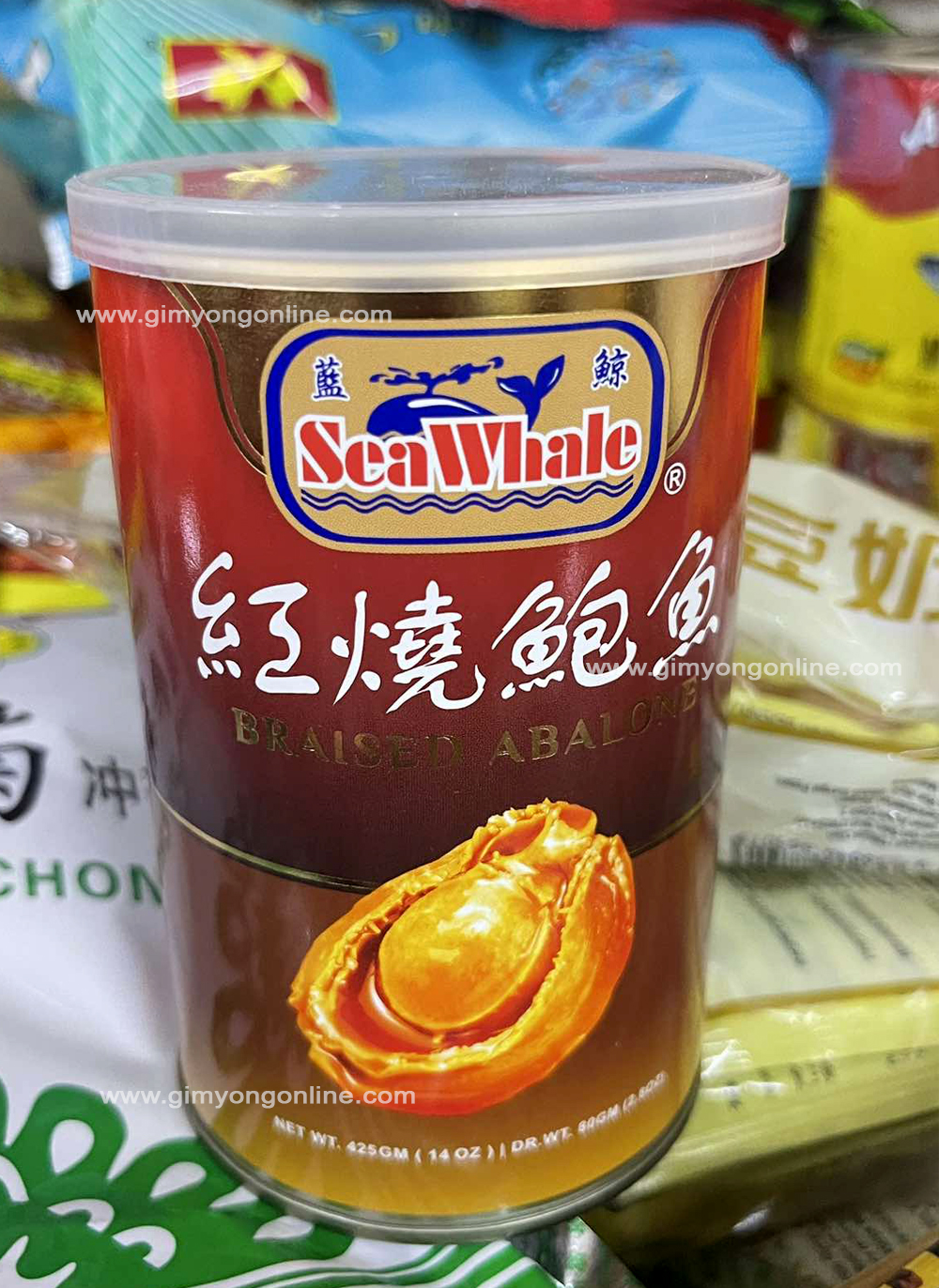 เป๋าฮื้อน้ำแดง กระป๋อง SeaWhale Braised Abalone จำนวน 5-6 ตัว