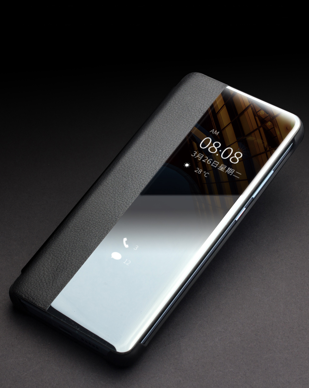 Case Huawei P30 Pro / Pre-Order * QIALINO Smart Phone Case หนังวัวชั้นบนสุดของแท้ สนับสนุนฟังก์ชั่นปลุก / นอนหลับอัจฉริยะ *