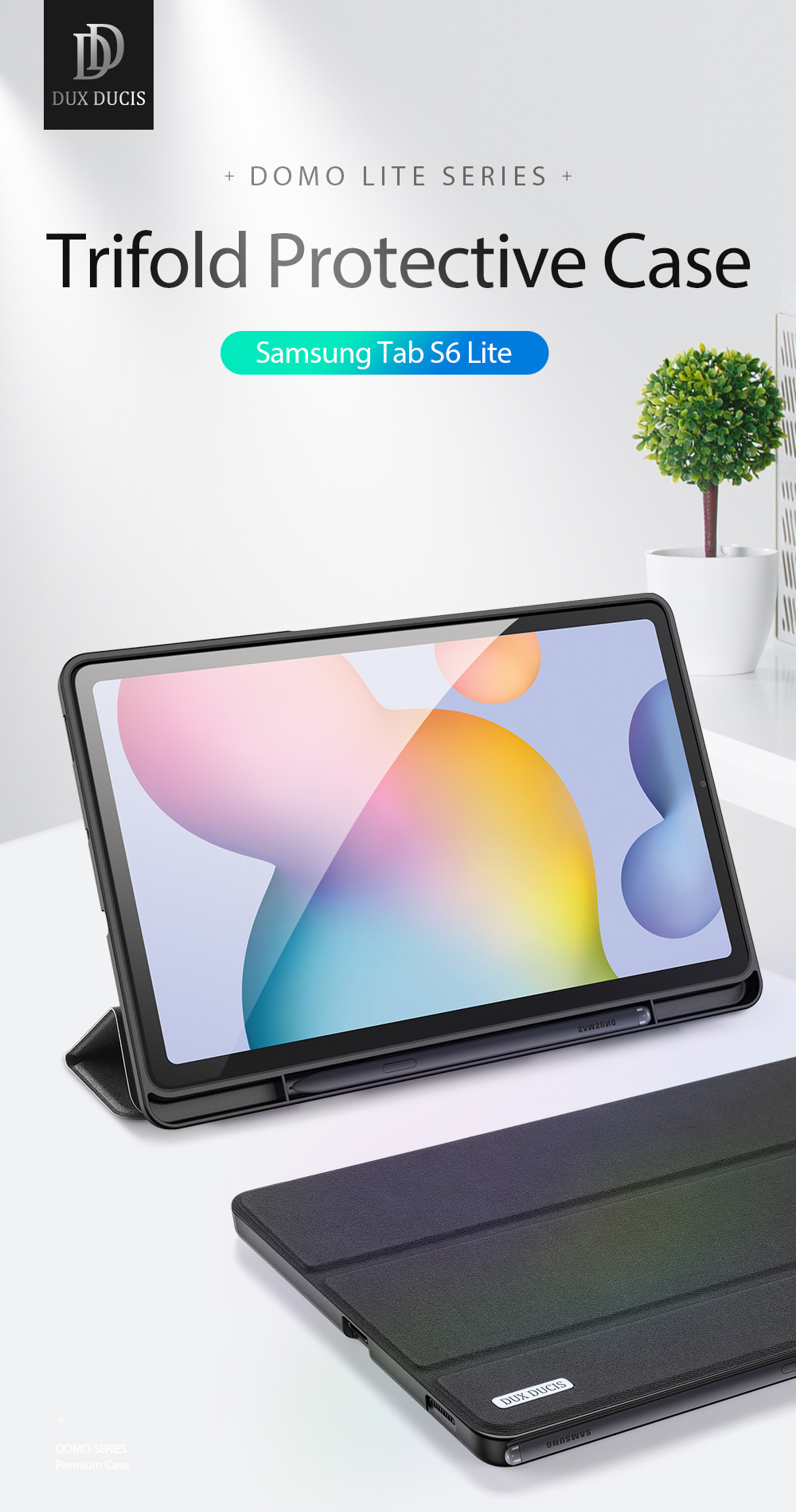 Case Samsung Galaxy Tab S6 Lite / Pre-Order * DUX DUCIS Domo ซีรีส์เคสหนังสมาร์ทยืน3 - พับพร้อมที่วางปากกา *