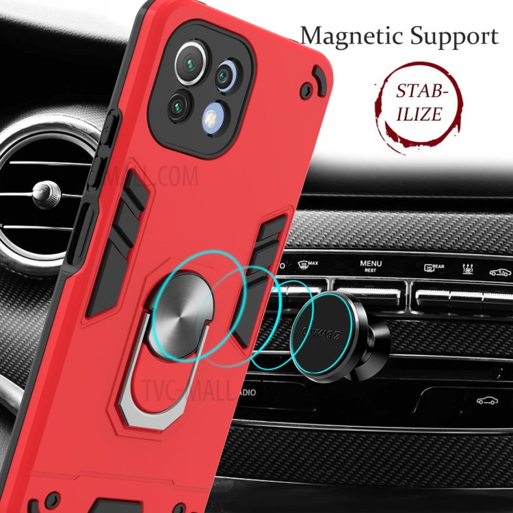 Case Xiaomi 11 Lite 5G # Pre-Order * เคส Heavy Duty Armor Soft TPU + Hard PC ฝาครอบกันกระแทกพร้อมที่วางแหวนหมุน *