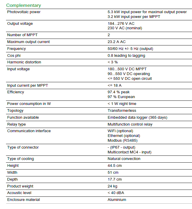 อินเวอร์เตอร์ Schneider Conext RL PVSNVC5000 ขนาด 5KW