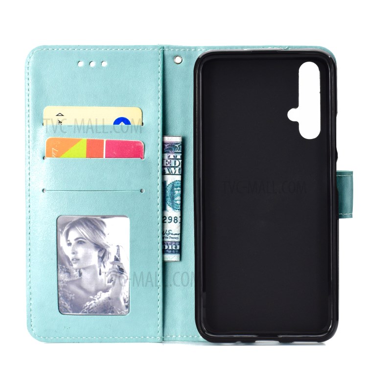 Case Huawei Nova 5T / Pre-order * เคสโทรศัพท์หนังพิมพ์ดอกไม้ Imprint *