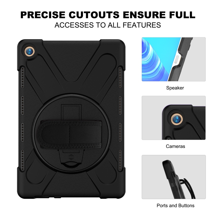 Case Huawei MediaPad M5 Pro / Pre-Order * เคสขาตั้งแบบหมุนได้ 360 องศา PC + เคสซิลิโคน Combo พร้อมสายคล้องมือ *