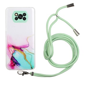 Case Xiaomi Poco X3 Pro / X3 / X3 NFC # Pre-Order * เคส TPU อ่อนที่มีการป้องกันอย่างดีพร้อมลวดลายหินอ่อน + เชือกเส้นเล็กที่ปรับได้ *