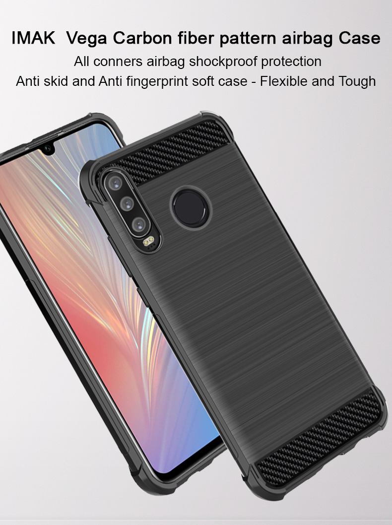 Case Huawei P30 Lite / Pre-Order * IMAK Vega คาร์บอนไฟเบอร์เนื้อแปรงขัด ถุงลมนิรภัย 4 มุม *