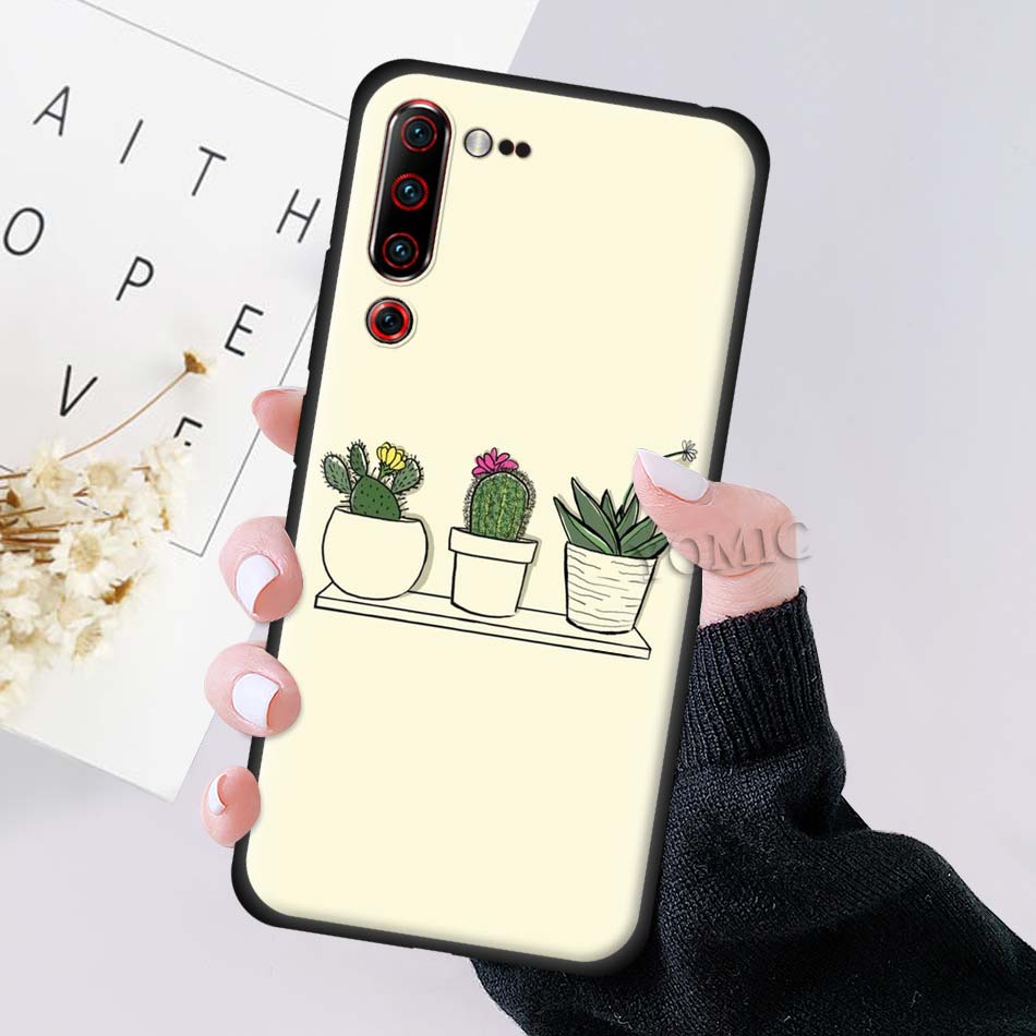 Case Lenovo Z6 Pro / Pre-Order * ต้นกระบองเพชรสีเขียวน่ารัก เคสซิลิโคนพิมพ์ลาย วัสดุ: ที่มีคุณภาพสูงสีดำซิลิโคนอ่อนนุ่ม *