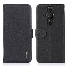 Case Sony Xperia Pro-I # Pre-Order * KHAZNEH Litchi Texture ป้องกันการตกกระแทกชั้นหนังแท้พร้อมกระเป๋าสตางค์ *