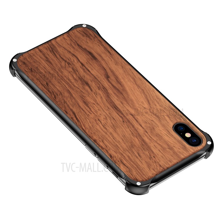 Case iPhone X # Pre-Order * เคสปกหลังไม้จริงธรรมชาติพื้นผิวด้านสิ่งแวดล้อม + โครงอลูมิเนียมอัลลอยด์คุณภาพสูง *