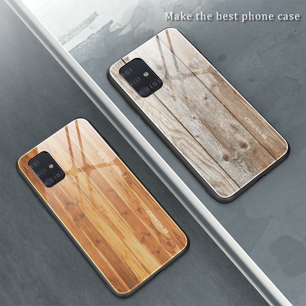 Case Samsung Galaxy A51 / Pre-order * เคสผิวลายไม้ TPU + กระจกนิรภัยปกหลัง *