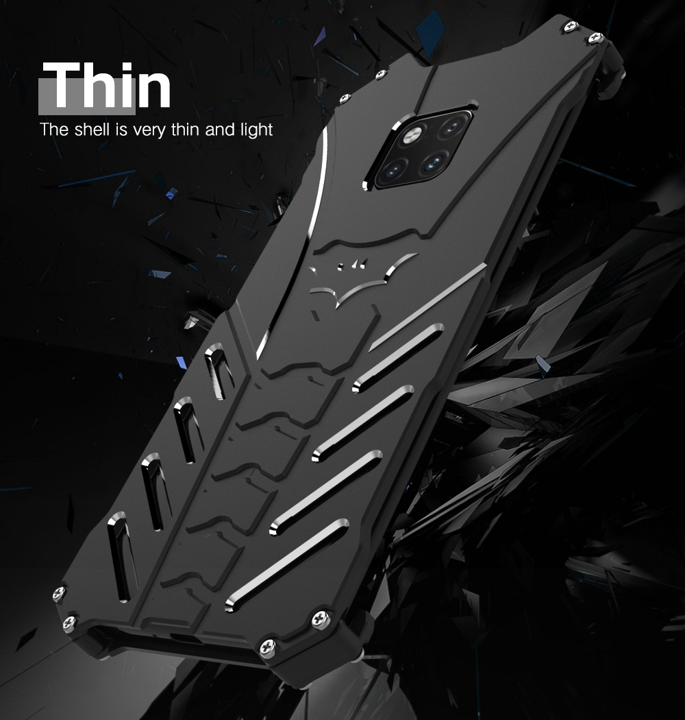 Case Huawei Mate 20 Pro / Pre-order * R-JUST เกราะป้องกันชิ้นโลหะกันกระแทก พร้อมขาตั้ง - ดำ *