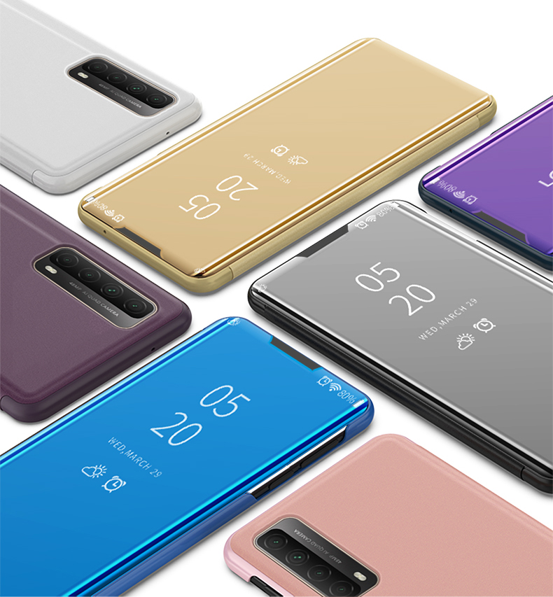 Case Huawei Y7a / Pre-order * เคสดูหน้าต่างกระจกชุบพื้นผิวหนัง ทำจากวัสดุหนัง PC + PU *