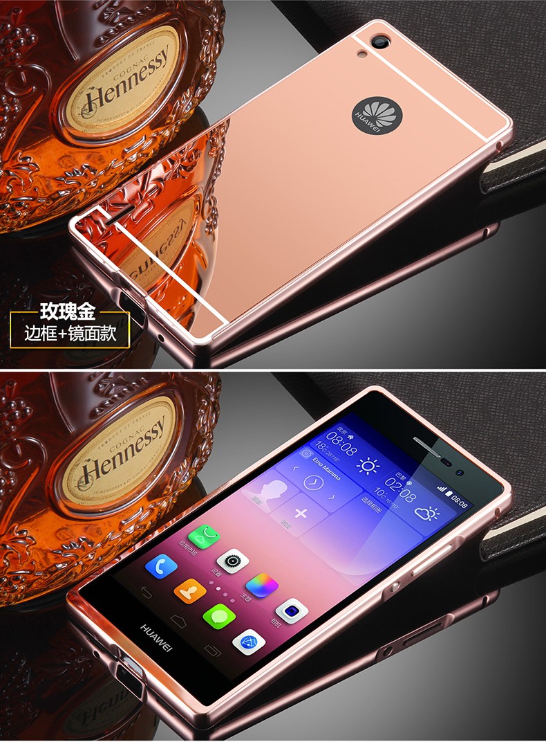 Case Huawei P7 / Pre-order * Bumper 2 in 1 กรอบอลูมิเนียม+แผ่นด้านหลังเหมือนกระจก *