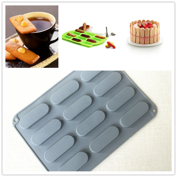 แม่พิมพ์ซิลิโคนสี่เหลี่ยมนบิสกิต 12 ช่อง 2.7*7.8*1cm