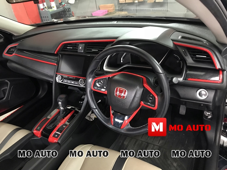 ครอบแผงคอนโคลหน้าคาร์บอนแถบแดง Type-R Style CIVIC FC / FK