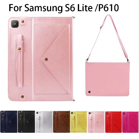 Case Samsung Galaxy Tab S6 Lite / Pre-Order * เคสกระเป๋าสะพายหนัง PU หรูหรา หนัง PU + TPU ซิลิโคนปกหลัง *
