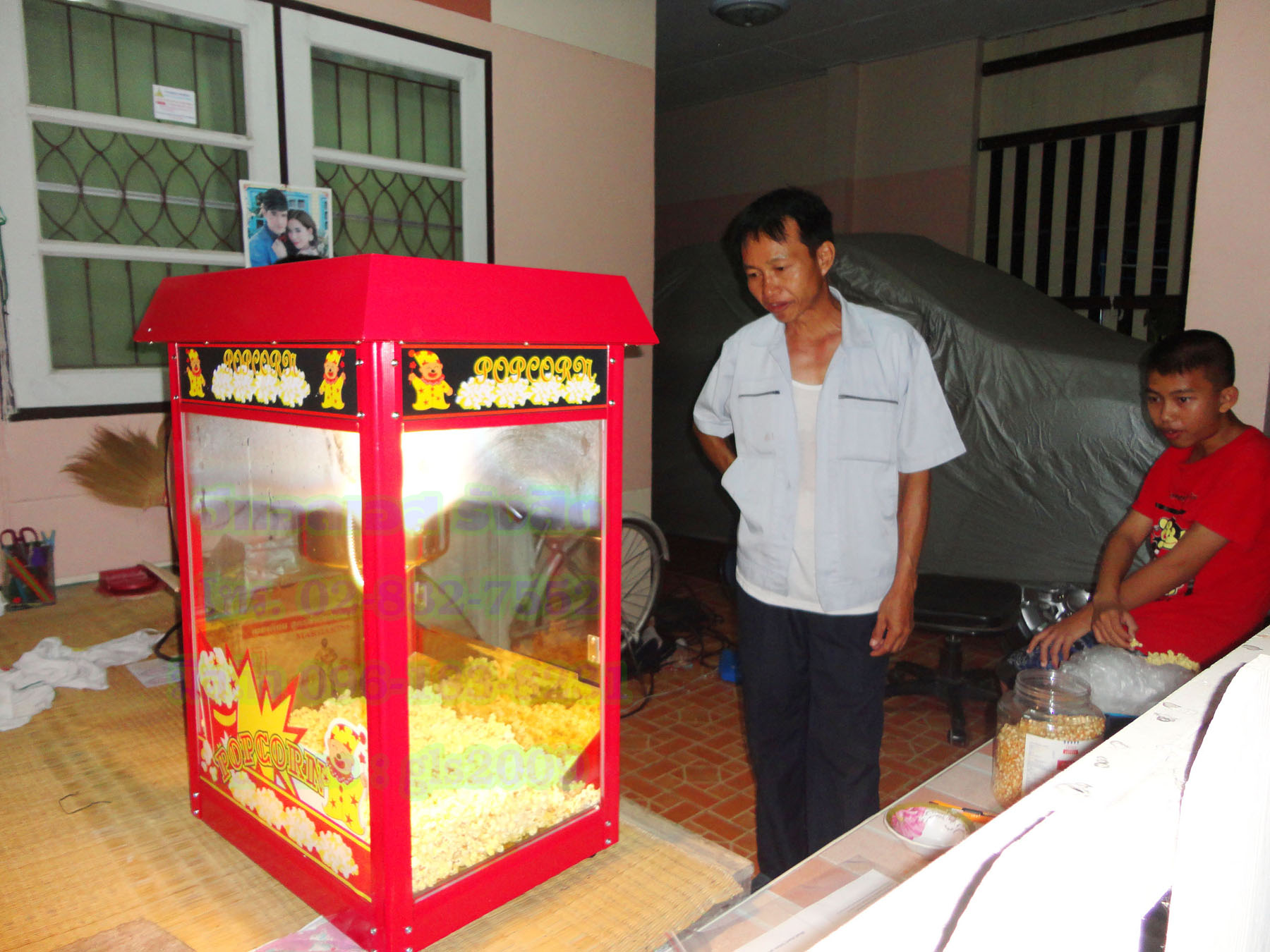 ตู้ป๊อบคอร์นไฟฟ้าสีแดงเกรดA