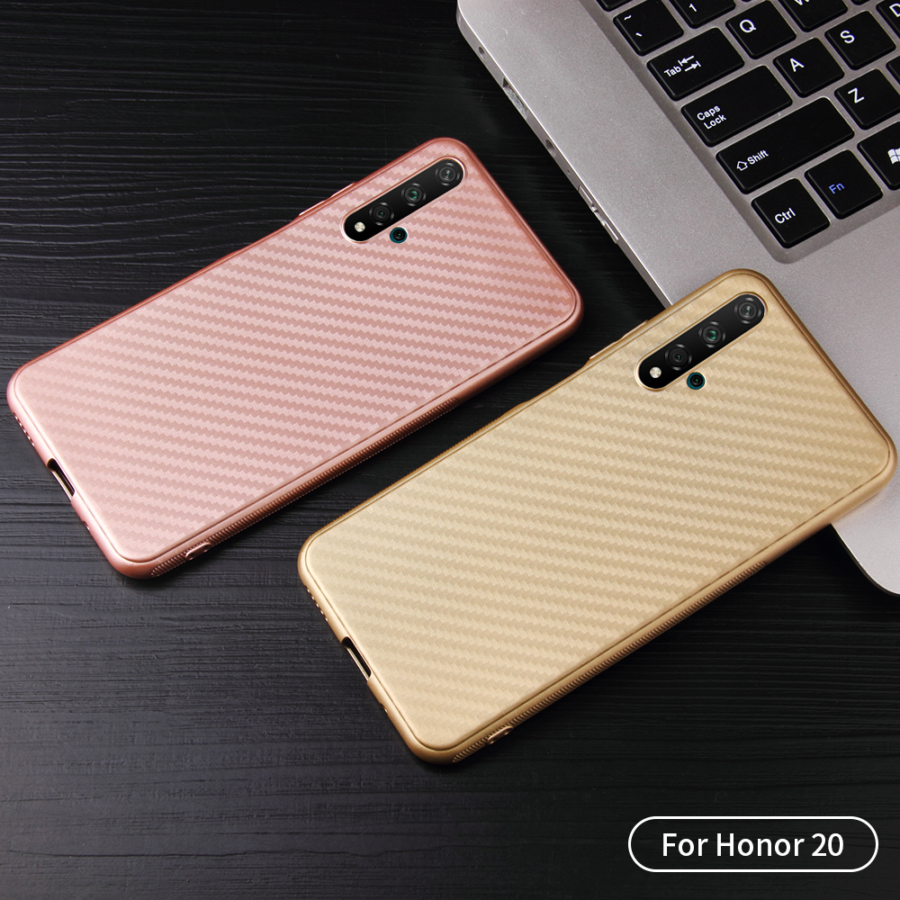 Case Huawei Nova 5T / พร้อมส่ง * เคสคาร์บอนไฟเบอร์ Skin Soft TPU - สีกุหลาบทอง *