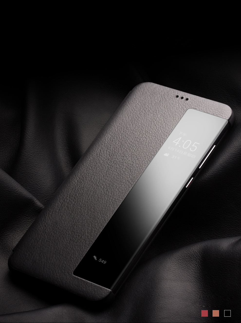 Case Huawei P20 Pro / Pre-order * QIALINO เคสดูหน้าต่างหนังวัวแท้ชั้นบนสุด รองรับฟังก์ชั่นปลุก / นอนหลับอัจฉริยะ *