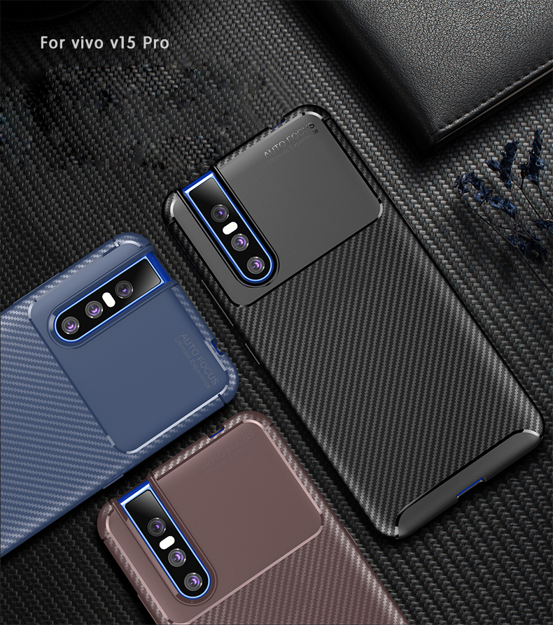 Case Vivo V15 Pro / Pre- Order * เคสโทรศัพท์ TPU แบบทนใยคาร์บอน อ่อนนุ่มยืดหยุ่นและทนทาน *