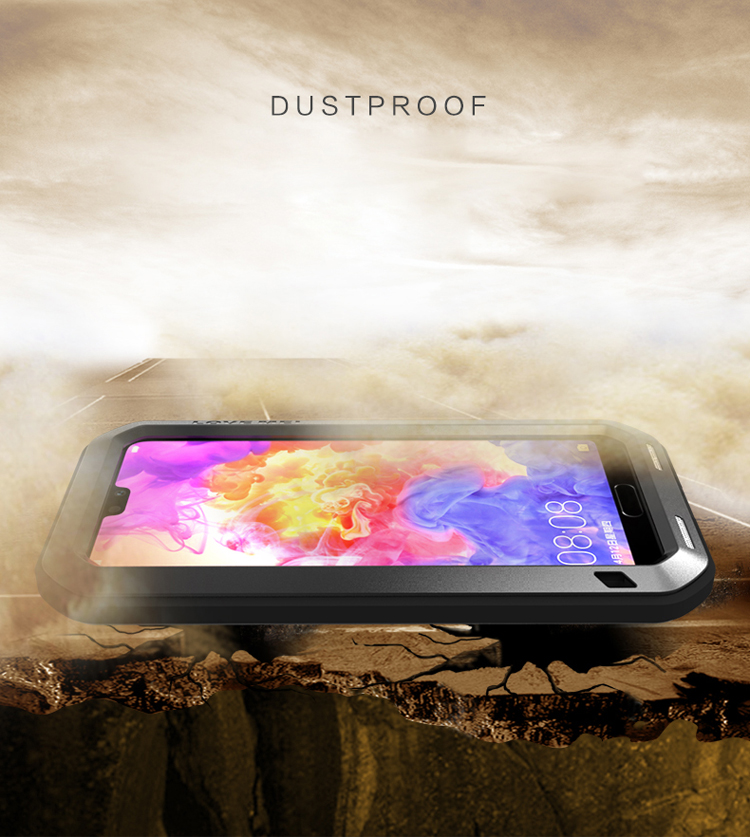 Case Huawei P20 / Pre-order * LOVE MEI ทำจากโลหะแข็งและวัสดุซิลิโคนนุ่ม + กระจกนิรภัย *