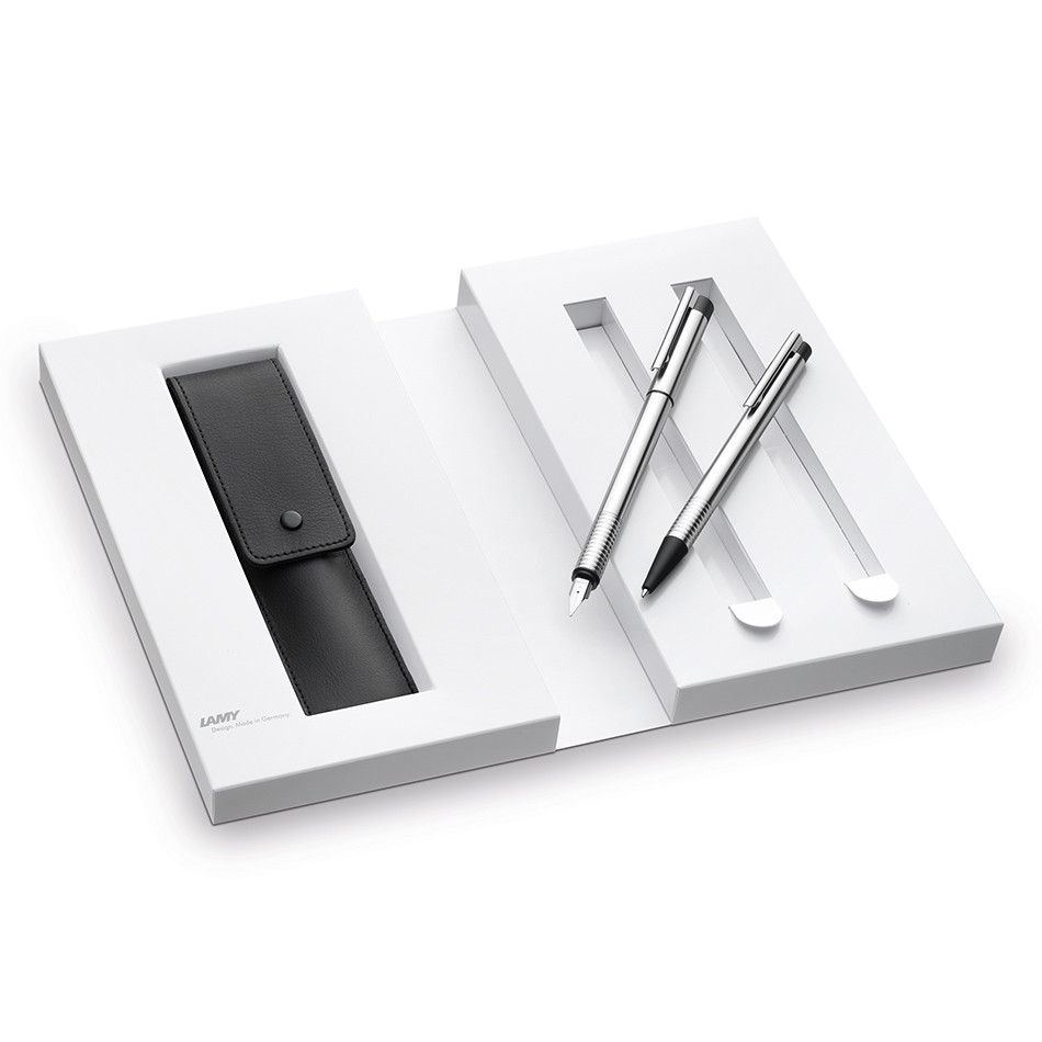 LAMY logo matt steel fountain pen and ballpoint pen gift set