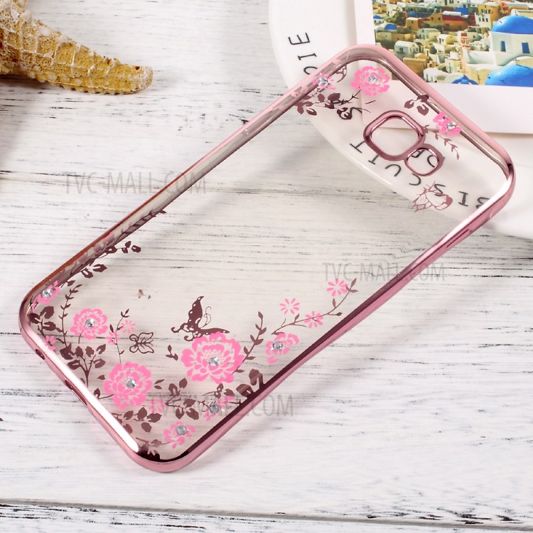 Case Samsung Galaxy A3 (2017) / Pre-Order * การออกแบบดอกไม้และผีเสื้อที่สง่างาม การตกแต่งเพชรประกาย *
