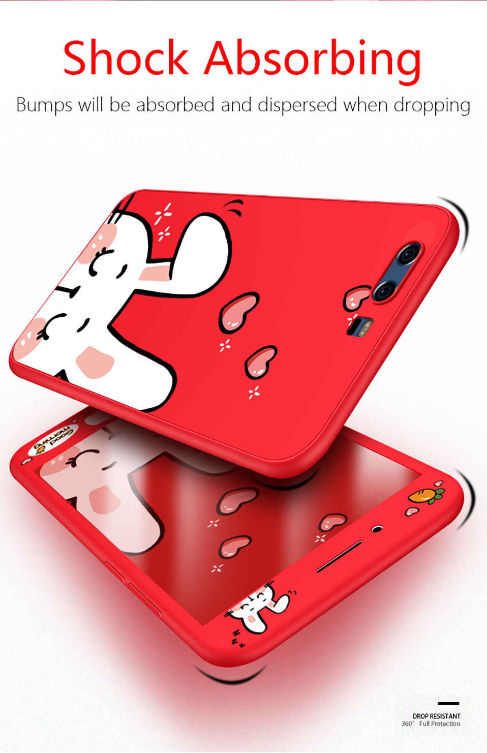 Case Huawei P10 / Pre-order * เคสเจลซิลิโคนยาง 360 องศาเต็มปกการ์ตูนน่ารัก + กระจกนิรภัย *