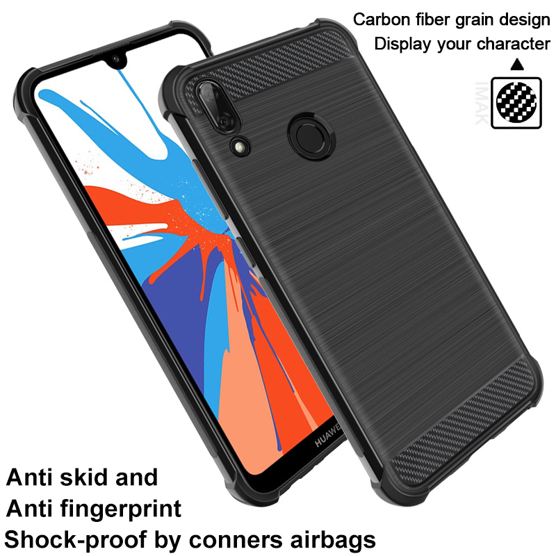 Case Huawei Y7 2019 / Pre-order * IMAK Vega ถุงลมนิรภัย 4 มุม เคสคาร์บอนไฟเบอร์แปรง TPU ปกคลุม *