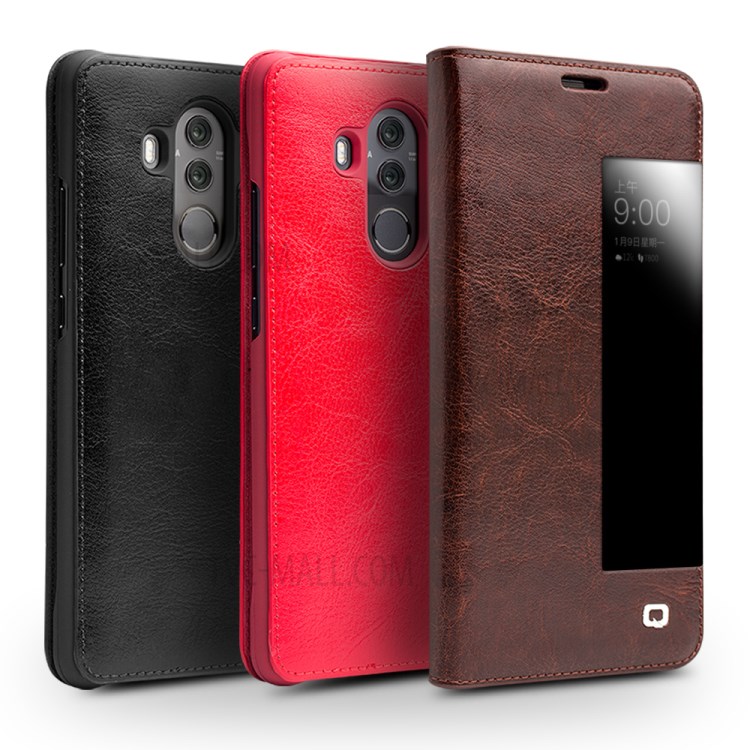 Case Huawei Mate 10 Pro / Pre-order * QIALINO สไตล์คลาสสิกดูหน้าต่าง หนัง cowhide แท้คุณภาพสูง *