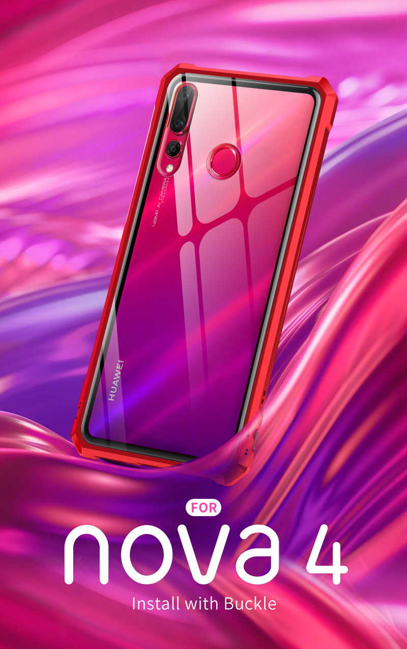 Case Huawei Nova 4 / Pre-Order * เคสอลูมิเนียมโลหะกรอบ + กระจกนิรภัยด้านหลัง *