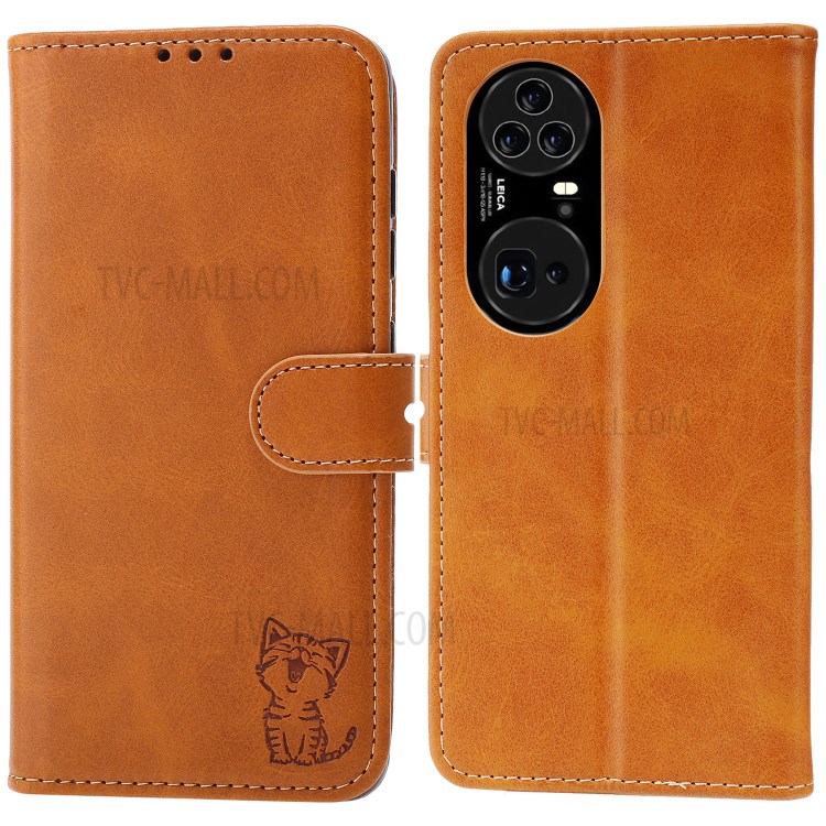 Case Huawei P50 Pro # Pre-Order * เคสกระเป๋าสตางค์หนังลายแมวพิมพ์ลายแมวที่มีการป้องกันอย่างดี *