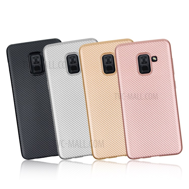 Case Samsung Galaxy A8 Plus (2018) / Pre-Order * เคส TPU คาร์บอนไฟเบอร์พื้นผิวคาร์บอนไฟเบอร์ ป้องกันด้านหลังของโทรศัพท์จากรอยขีดข่วน *