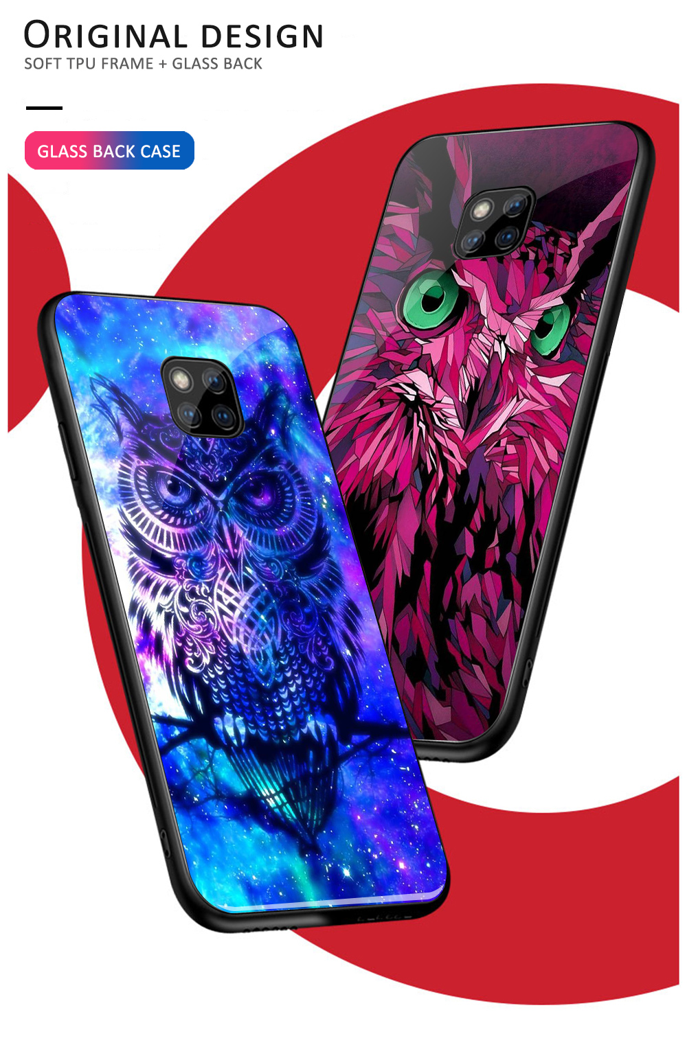Case Huawei Nova 4 / Pre-Order * เคสลายนกฮูกซิลิโคนนุ่ม TPU + กระจกนิรภัยปกหลัง *