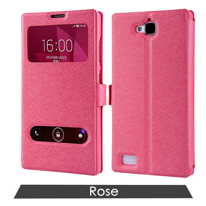 Case Huawei Honor 3C / Pre-order * เคส 2 ช่องหน้าต่าง ผ้าไหม *