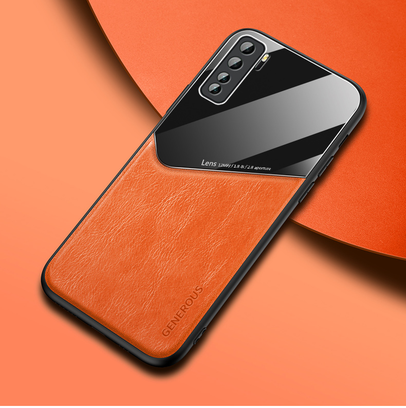 Case Huawei Nova 7 SE / Pre-order * Built-in แม่เหล็กโลหะแผ่นหนังเคลือบกระจก PC TPU Case *