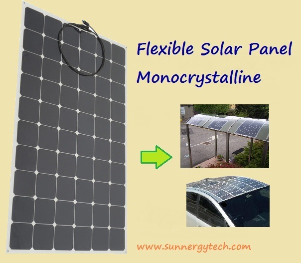 แผงโซล่าเซลล์ ชนิด Mono-Crystalline ขนาด 180W แบบโค้งงอได้ Flexible Solar Panel