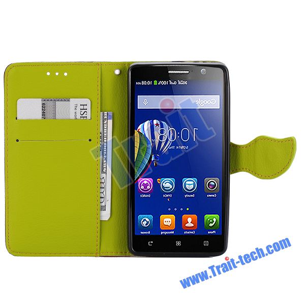Case Lenovo A536 / Pre-order * เคสหนังผิวลิ้นจี่ ปิดด้วยรูปใบไม้ *